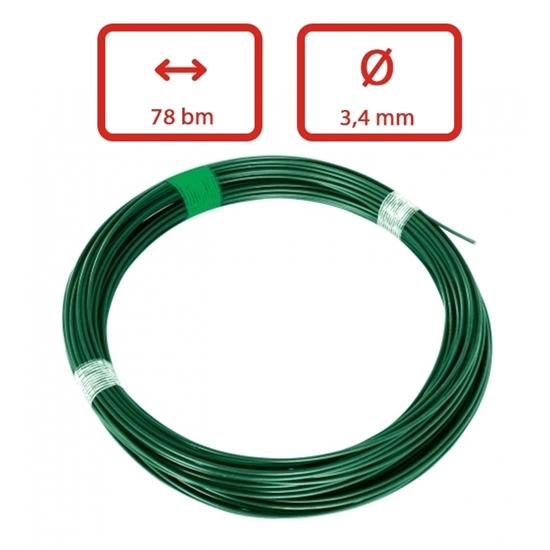 Obrázek z Poplastovaný napínací drát 3,4 mm zelený, balení  78 bm